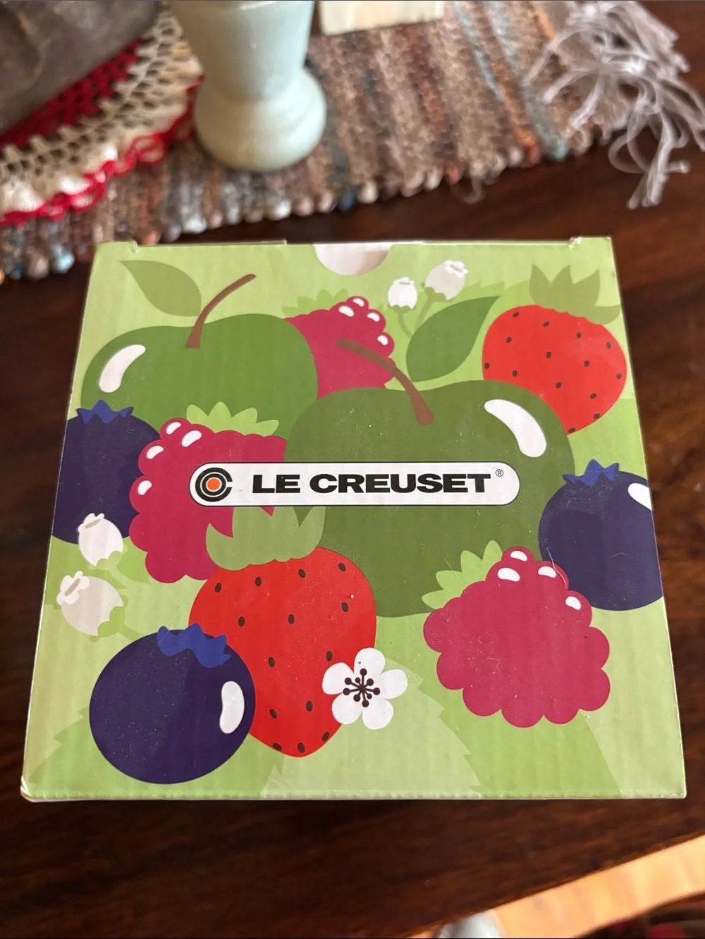 Le Creuset Red Strawberry Casserole with Green Top